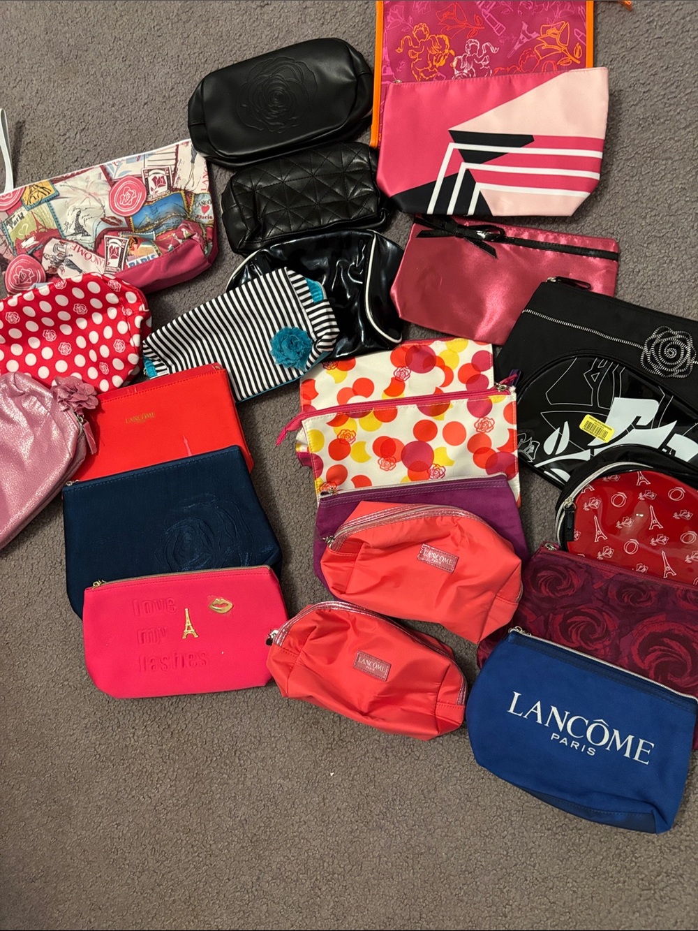 Lot of 24 New Lancome  Makeup Cosmetic Bags& beaded purse